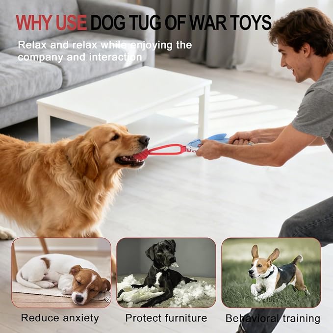 Dog Tree Tug of War Toy with Squeaky, Tethered Tug of War Outdoor Toy Self Play for Small to Medium Dogs to Exercise Play Rope,Ball with Rope Dog Toy