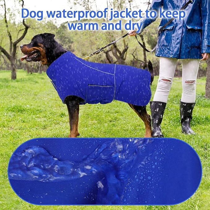 MIGOHI Dog Coat,Dog Jacket Waterproof,Winter Coat Windproof,XXL Fleece Jacket for Dogs Boy Girl,Cold Weather Coats for Dogs Hiking Camping,Golden Retriever,Labrador,Weimaraner,2XL,Blue