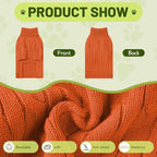 Small Dog Thermal Pullover Sweater, Classic Turtleneck Cable Knitwear Dog Clothes for Cold Weather Warm Pet Clothes for Chihuahua, Bulldog, Dachshund, Pug Orange Medium