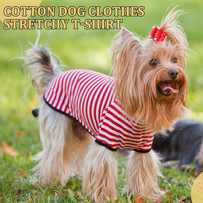 Geyoga 6 Pieces Dog Striped T-Shirt Cotton Breathable Pet Apparel Colorful Puppy Sweatshirt Clothes for Small to Medium Dogs Puppy (Dark Color,L)
