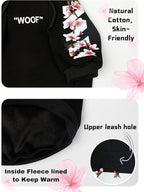 ChoChoCho Woof Dog Hoodie, Designer Dog Hoodies for Small Medium Large Breeds, Art Collection Dog Sweatshirts, Street Drawstring Hoodies Outfit Clothes for Puppy Puppies (5XL, Sakura/Black)