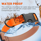 Dogline Biothane Waterproof Dog Collar with Quick Release Buckle Strong Coated Nylon Webbing with Odor- Proof for Easy Care Easy to Clean Fits Small Medium Large Dogs, Orange 5/8" W 9-14" L