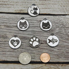 Stainless Steel Cat ID Tags - Engraved Personalized Cat Tags includes up to 4 Lines of Text with Round Paw Shape