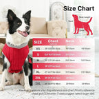 Warm Fleece Dog Coats with Durable Harness Buitl in D-Ring,Waterproof Doggie Jacket for Large Dogs,Dog Vest for Cold Winter,Red XXXL