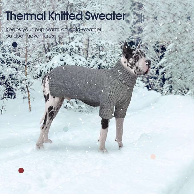 IECOii Dachshund Sweater,Turtleneck Dog Sweater for Small Medium Dogs Girl,Stretchy & Breathable,Warm Knitted Pullover Coat,High Neck Knitwear for Cold Weather Indoor & Outdoor Wear (Light Grey, M)