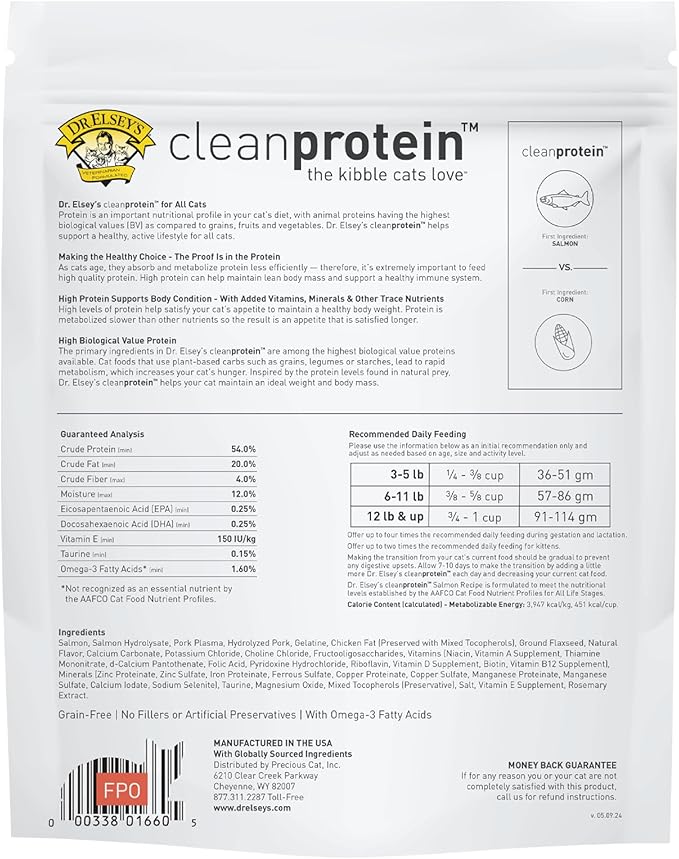 Dr. Elsey's Cleanprotein Salmon Formula Dry Cat Food, 6.6 Lb