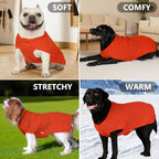 KYEESE Dog Sweater for Large Dogs with Leash Hole Warm Pullover with Reflective Yarn Male Thick Stretchy Knitwear Winter Soft Pet Coat boy for Cold Weather Comfy Dog Sweaters,Orange, XX-Large