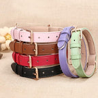 WHIPPY Leather Dog Collar for Small Medium Dog Adjustable Soft Breathable Leather Padded Puppy Collar with Alloy Buckle Heavy Duty Waterproof Classic Dog Pet Collar,Brown,XS
