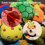 Puppies Pet Multiple Designs Rope Dog Chew Toys,Cute Stuffed Plush Puppy Squeaky Toys for Small Medium Dogs Interactive Play Exercise (Pack of 15)
