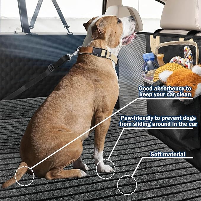 Dog Mat for Back Seat Extender, Non-slip Dogs Rug for Car Back Seat Cover with Hard Bottom, Waterproof Pet Protector Pad Fit Dog Hammock, Pet Backseat Cushion for Car, SUV, Truck. (51" x 24") (L).