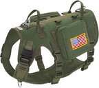Forestpaw Dog Harness Medium Sized,Tactical Dog Harness with Handle,No Pull Military Style Service Dog Vest with Pockets Adjustable for Medium Large Dogs,Green,Chest 15.5-25.5"