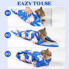 21.7“ Cat Wrap for Cutting Nails Self-Adherent Fabric Cat Wrap for Grooming Cat Restraint for Nail Clipping Anti-Escape Cat Calming Wrap Within 6lbs