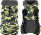 Dogcheer Warm Dog Coat, Waterproof Dog Jacket Reflective Adjustable Puppy Winter Coat with Buckle, Christmas Pet Snow Jacket Turtleneck Fleece Sweater for Small Medium Large Dogs- Camo Green, 2XL
