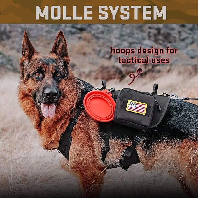 Forestpaw Dog Harness Medium Sized,Tactical Dog Harness with Handle,No Pull Military Style Service Dog Vest with Pockets Adjustable for Medium Dogs,Black,Chest 21.5-45"