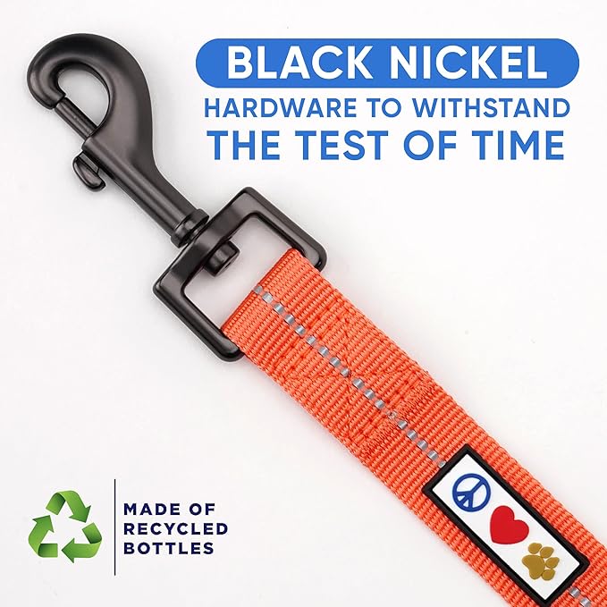 Pawtitas 6 FT Recycled Dog Leash with Reflective Stitched Thread Stitched on Side| Small Reflective Dog Leash Made from Plastic Bottles Collected from Oceans – Coral 6 ft Dog Leash