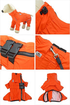 Dogs Waterproof Jacket, Lightweight Waterproof Jacket Reflective Safety Dog Raincoat Windproof Snow-Proof Dog Vest for Small Medium Large Dogs Orange XXXL