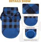 KOOLTAIL Plaid Dog Hoodie Pet Clothes Sweater with Hat and Pocket for Small Medium Large Size Dogs, Soft Winter Warm Dog Cold Weather Coat, Fleece Fall Dog Hooded Sweatshirt for Puppy Cats, Blue L