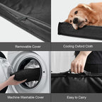 Outdoor Orthopedic Dog Bed, Waterproof Dog Bed for Large Dogs 36x27 Inch, Egg Crate Foam Pet Mat with Washable Removable Oxford Cooling Cover, Black