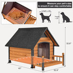 Dog House Outdoor, Chew-Proof Metal Frame Dog Kennel Shelter for Large Breeds,Weatherproof (Brown-H, Large)