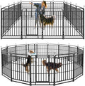 Square Steel Pipe Dog Fence Outdoor 16 Piece Panels 40" Height Anti-Rust Heavy Duty Dog Playpen with Doors Portable for Yard RV Camping, Total 36FT, 103 Sq.ft, Snowy Black