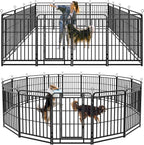 Square Steel Pipe Dog Fence Outdoor 16 Piece Panels 40" Height Anti-Rust Heavy Duty Dog Playpen with Doors Portable for Yard RV Camping, Total 36FT, 103 Sq.ft, Snowy Black