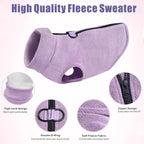 Idepet Dog Fleece Vest Sweater Zip Up Warm Pullover Dogs Jacket with D-Ring Leash Winter Cold Weater Coat Pet Sweatershirt Clothes Hoodie for Small Medium Dogs Boy Girl (Purple, M)