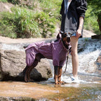 LOVELONGLONG Waterproof Dog Raincoat with Removable Hood – Outdoor Full Body Dog Jacket, Windproof Snowproof Shell Suit – All Season Pet Rain Gear Plum Purple 3XL