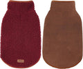 cyeollo Warm Dog Coat Fleece Sherpa Winter Sweater Coats, Turtleneck Dog Jacket Vest for Small Medium Large Dogs with Leash Hole, Soft Reversible Pet Coats for Cold Weather, Burgundy, XL