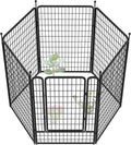 FXW Garden Fence Outdoor for The Yard – 50in(H) x 15.6ft(L) Heavy Duty Metal Animal Barrier for Dog and Rabbit, Decorative Dog Fence, 6 Panels, Black