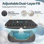 Orthopedic Dog Bed for Large Sized Dogs with Removable Washable Cover, Waterproof Lining & Non-Slip Base, Pet Dogs Couch Sofa with Extra Thick Dual-Layer Interior Padding, 36", Grey