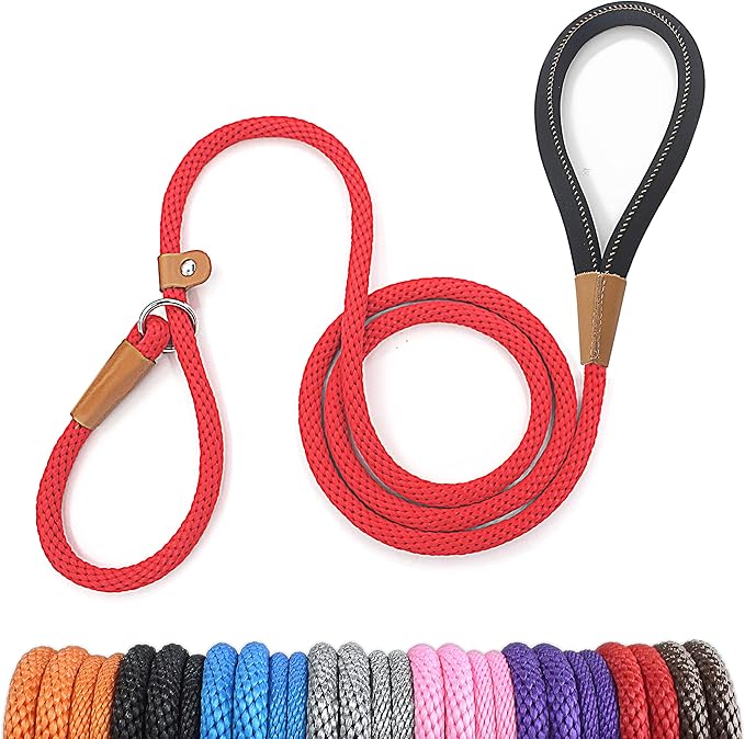 lynxking Dog Leash Slip Lead 5 6 8 FT Dog Training Leash Strong Heavy Duty Braided No Pull Training Lead for Small Medium Large Dogs