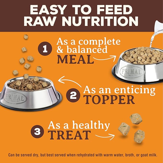 Primal Freeze Dried Dog Food, Pronto Mini Nuggets, Beef; Scoop & Serve, Complete & Balanced Meal; Also Use as Topper or Treat; Premium, Healthy, Grain Free High Protein Raw Dog Food (7 oz)