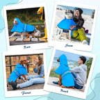 Weesiber Dog Raincoat, Waterproof Dog Rain Jacket with Leash Hole, Hooded Puppy Rainwear Poncho Slicker for Walking (M, Blue)