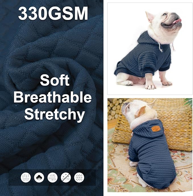 BEAUTYZOO Dog Sweaters for Large Dogs Girls Boys, Warm Winter Dog Hoodie Sweatshirt with Pocket & Leash Hole,Soft Waffle-Like Laminated Cotton Pet Clothes for Big Breeds Indoor Outdoor Cold Weather