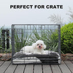 Bedfolks Plush Waterproof Dog Crate Bed, Removable Washable Cover, Faux Fur Pad for Small Dogs & Cats, 17"x12", Black-White Cowhide
