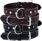 | Genuine Leather Dog Collar | Full Grain, Heavy Duty | Comfortable, Padded, Strong | Best for Pups, Small, Medium, Large & XL Breeds (Large (Fit Neck Size 18.5"-22.5"), Raven)