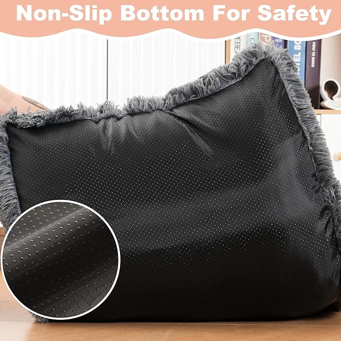 Bedfolks Waterproof Dog Crate Bed,Plush Dog Crate Pad with Removable Cover,Faux Fur Dog Bed for Large Dogs,Fluffy Washable Dog Kennel Bed 35"x23",Solid Dark Grey