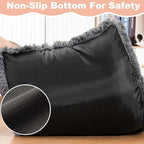 Bedfolks Waterproof Crate Bed, Plush Dog & Cat Kennel Pad, Faux Fur, Washable, 23"x18", Dark Grey