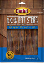 Cadet 100% Beef Strip Long Lasting Chews for Dogs, Single Ingredient Beef Esophagus Dog Treats, Natural High Protein Rawhide Alternative for Small & Large Dogs, 4 Ounce
