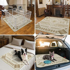 FXW Washable Pee Pads for Dogs, Puppy Pads with Super Absorbent, Specifically Designed for FXW Rollick/Homeplus 24 inch 8 Panels Dog Playpen, 63" Square, Khaki Geometric, 1 Pack