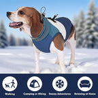 azuza Dog Jacket for Medium Dogs Waterproof Dog Coat with Reflective Strips and Harness Built in Warm Fleece Dogs Winter Coat Windproof with Back Zipper, Navy 2XL