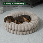 BALANCE Luxury Donut Dog Bed, 23 Inches Round Dog Beds for Small Dogs Washable, Orthopedic Calming Pet Bed for Puppy and Cats with Anti-Slip Bottom, Oatmeal