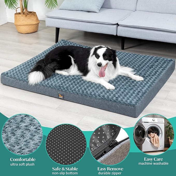 Dog Bed for XXXL Dogs up to 150 lbs with Orthopedic Foam Waterproof Cover Removable and Washable Cover Fluffy Dog Crate Bed with Non-Slip Bottom