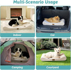 Orthopedic Dog Bed for Medium Dogs up to 65 lbs - Removable Washable Cover with Waterproof Lining & Non-Skid Bottom, Cotton-Polyester Blend Boat-Shaped Lounger Mattress, M(36x24x5.5in)/Beige