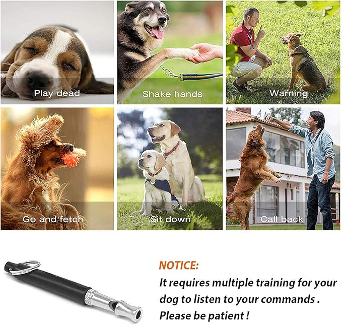 Dog Whistle to Stop Barking, Adjustable Pitch Ultrasonic Training Tool Silent Bark Control for Dogs-1 Free Lanyard Strap with Pack of 1 PCS Pet Whistle