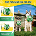 Size 3 Interactive Dog Football with Strap,Green & White, Eye-Catching Paw Design, Ideal Outdoor Training Pet Toy, Perfect Choice for Medium & Large Dogs' Playtime