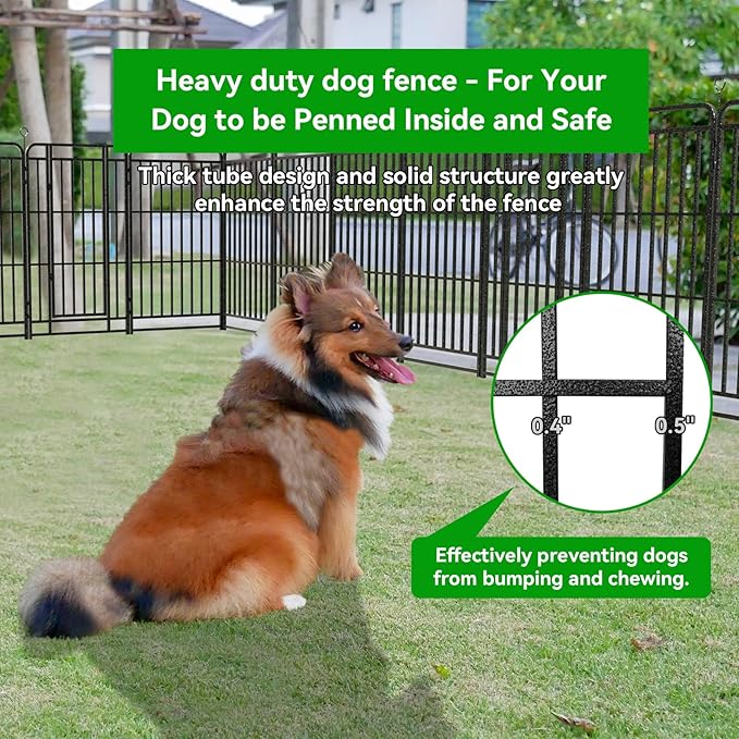 Square Steel Pipe Dog Fence Outdoor 12 Piece Panels 47" Height Anti-Rust Heavy Duty Dog Playpen with Doors Portable for Yard RV Camping, Total 27FT, 57 Sq.ft, Snowy Black