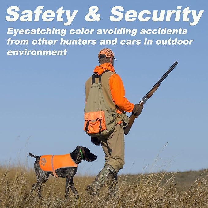 Reflective Safety Vest, High Visibility Keep Dogs Visible Outdoor Activity Day and Night, Hunting and Walking, Jacket for Small, Medium and Large Dogs (Blaze Orange, L)