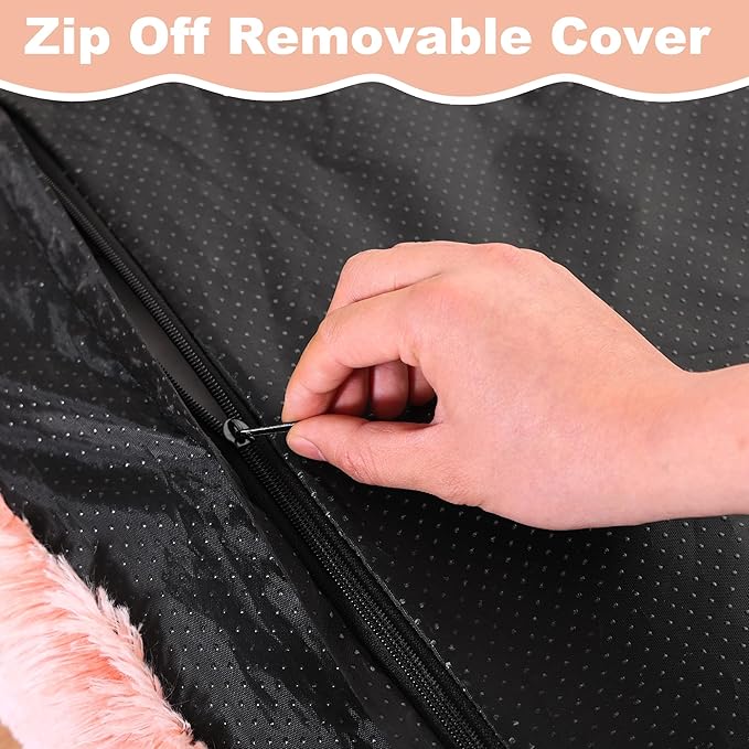 Bedfolks Plush Waterproof Dog Crate Bed with Removable Washable Cover,Faux Fur Kennel Pad for Medium Dogs,29"x21",Pink