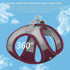 AIITLE Dog Harness, Summer No-Pull Cat Harness with a Leash, Adjustable Reflective Dog Vest, Cat Harness Escape Proof, Outdoor Walking, Camping for Extra Small Dogs and House Cats Burgundy XXXS